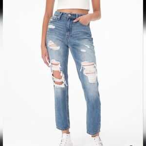 Aéropostale Blue Denim Mom Jeans New Without Tags Sz 2 Distressed